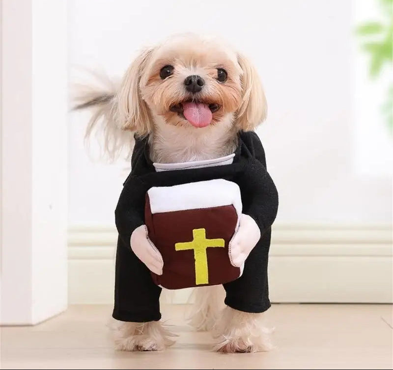 Halloween Pet Priest Costume Soft Polyester Outfit for Dogs Cats Easy to Wear Multiple Sizes Photo Ready Party Dress Up