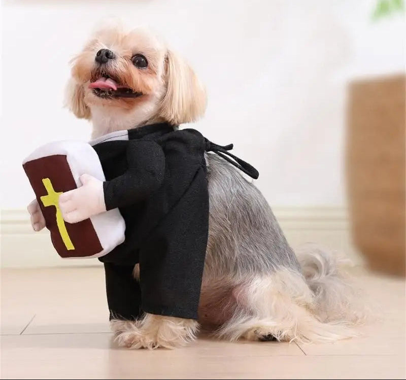 Halloween Pet Priest Costume Soft Polyester Outfit for Dogs Cats Easy to Wear Multiple Sizes Photo Ready Party Dress Up