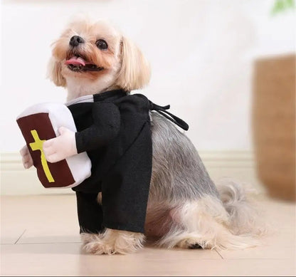 Halloween Pet Priest Costume Soft Polyester Outfit for Dogs Cats Easy to Wear Multiple Sizes Photo Ready Party Dress Up