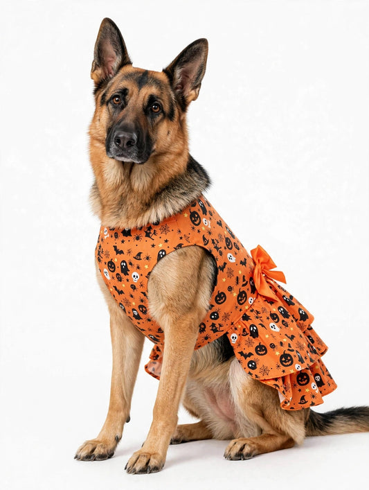 Vestido de Calabacita para Perrita Raza Grande - Edición Pumpkin Faunela