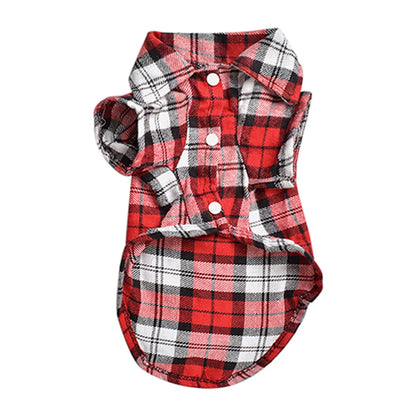 Small Dog/Cat Clothes Plaid Shirt Lapel Coat Jacket Clothes Tops Dog Accessories Clothes for Small Dogs Dog Shirts British Style