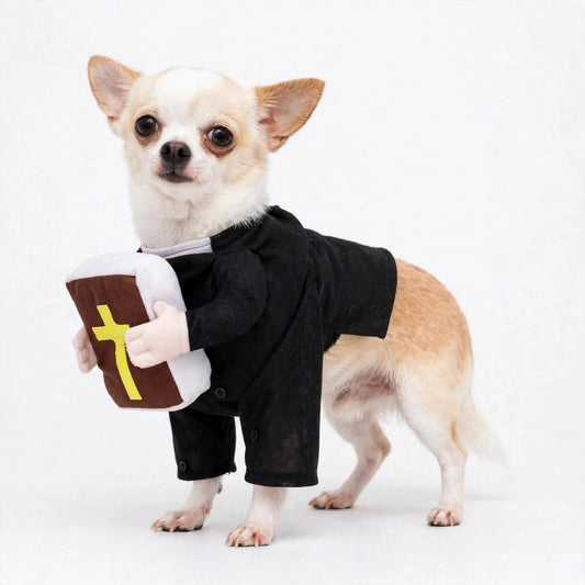 Disfraz de sacerdote con biblia para perro - Edición Halloween Padrecito Faunela