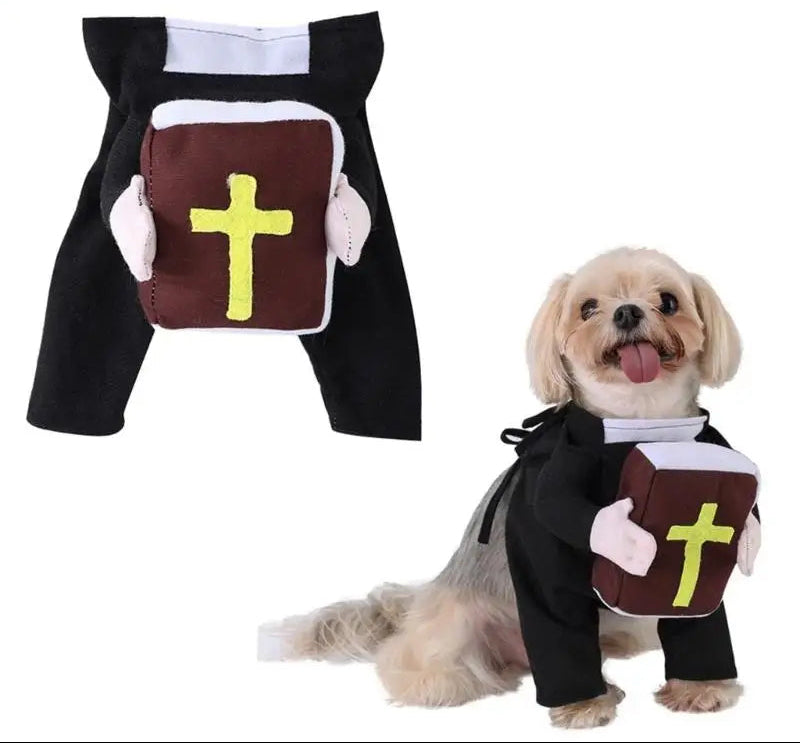 Halloween Pet Priest Costume Soft Polyester Outfit for Dogs Cats Easy to Wear Multiple Sizes Photo Ready Party Dress Up